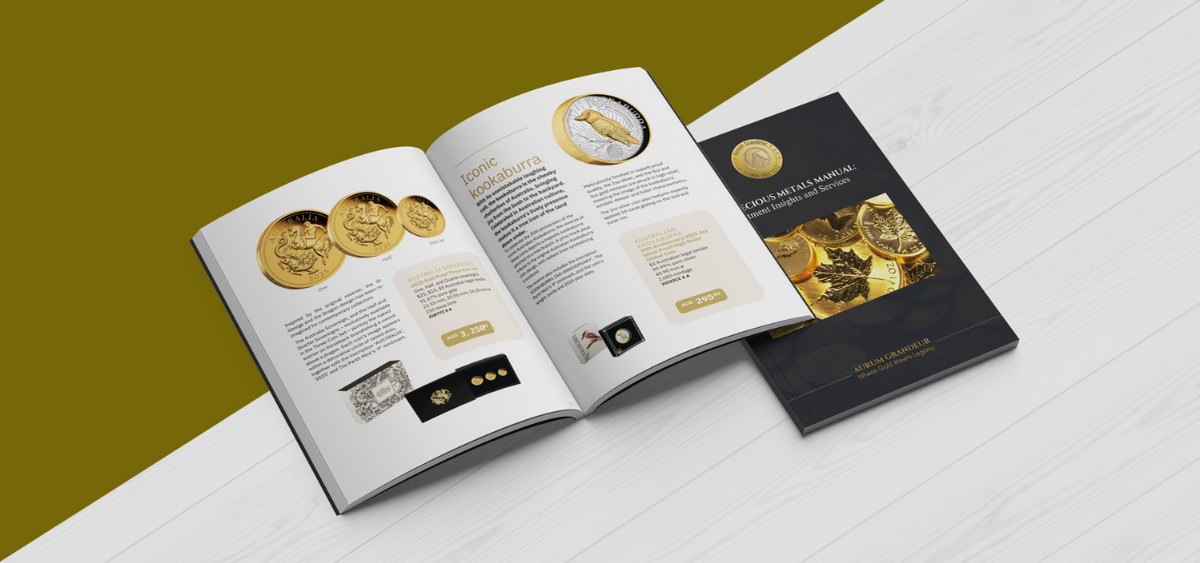 Aurum Grandeur Precious Metals Manual – booklet preview on desk